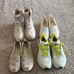 Hoka Kids Sneakers - White and Lime Green